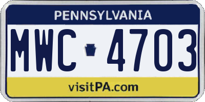 PA license plate MWC4703