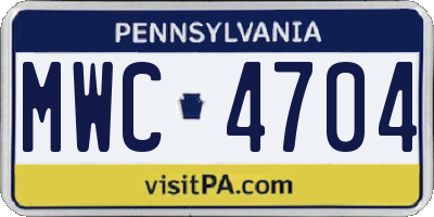 PA license plate MWC4704