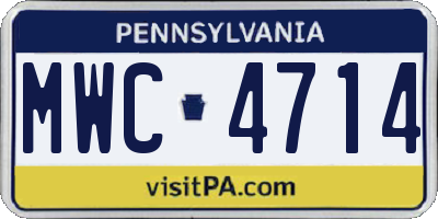 PA license plate MWC4714
