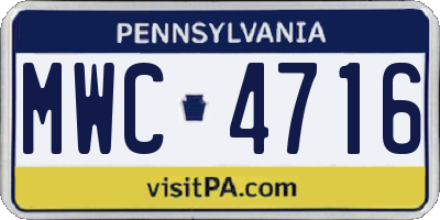 PA license plate MWC4716