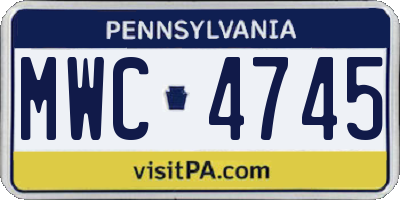 PA license plate MWC4745