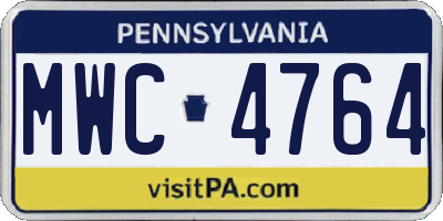 PA license plate MWC4764