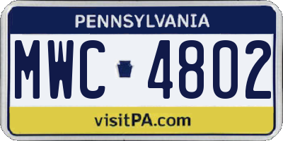 PA license plate MWC4802