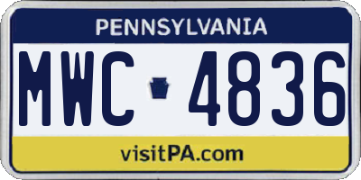 PA license plate MWC4836