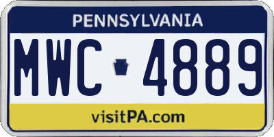 PA license plate MWC4889