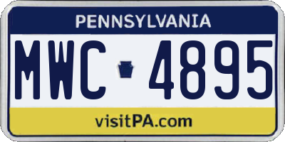 PA license plate MWC4895