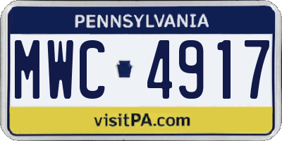 PA license plate MWC4917