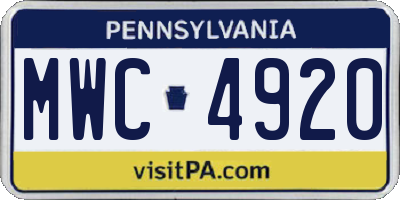PA license plate MWC4920