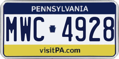 PA license plate MWC4928