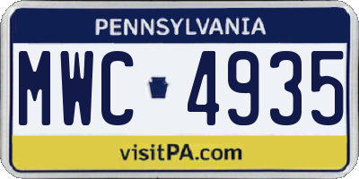PA license plate MWC4935