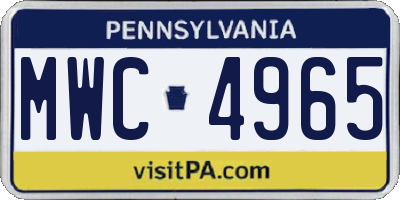 PA license plate MWC4965