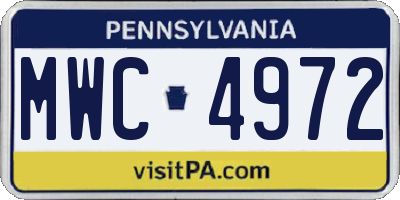 PA license plate MWC4972