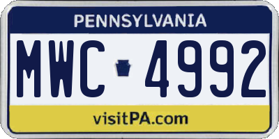 PA license plate MWC4992