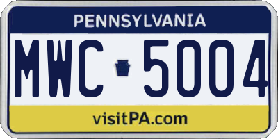 PA license plate MWC5004
