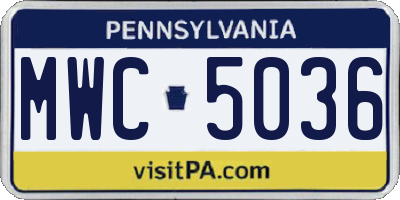 PA license plate MWC5036