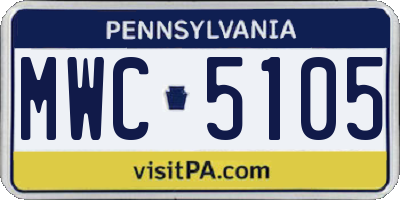 PA license plate MWC5105