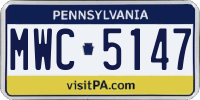 PA license plate MWC5147