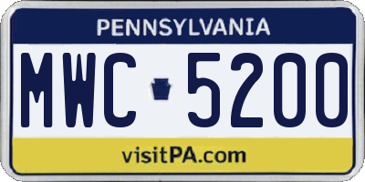 PA license plate MWC5200