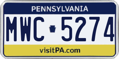 PA license plate MWC5274