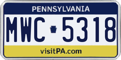 PA license plate MWC5318