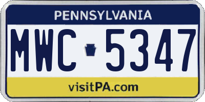 PA license plate MWC5347