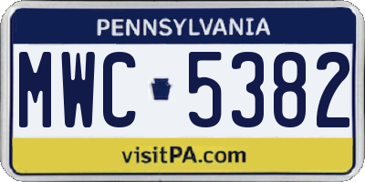 PA license plate MWC5382