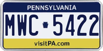 PA license plate MWC5422