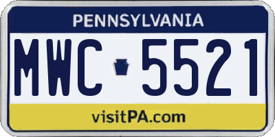 PA license plate MWC5521