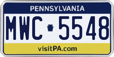 PA license plate MWC5548