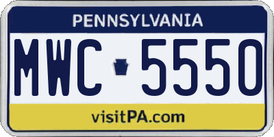 PA license plate MWC5550