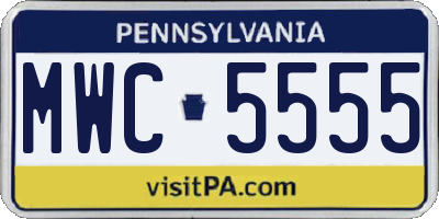 PA license plate MWC5555