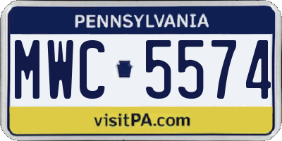 PA license plate MWC5574