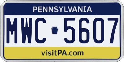 PA license plate MWC5607
