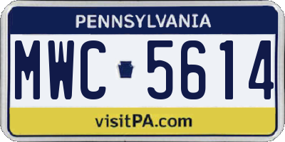 PA license plate MWC5614