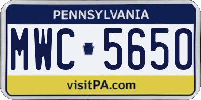 PA license plate MWC5650