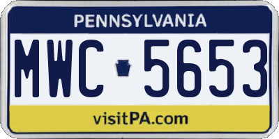 PA license plate MWC5653
