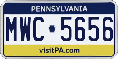 PA license plate MWC5656