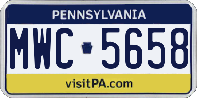 PA license plate MWC5658