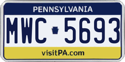 PA license plate MWC5693