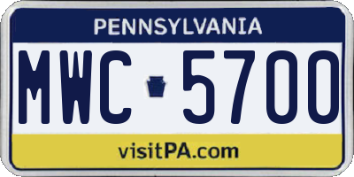 PA license plate MWC5700