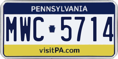 PA license plate MWC5714