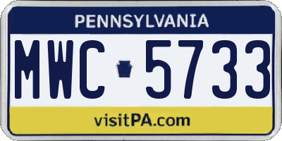PA license plate MWC5733