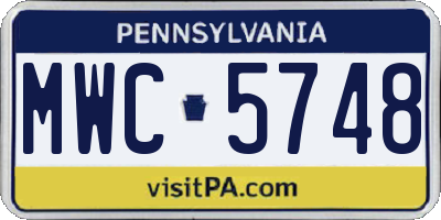 PA license plate MWC5748