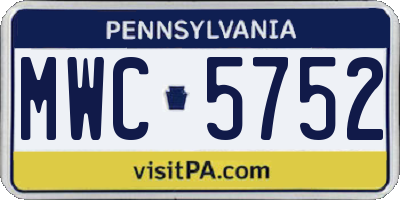 PA license plate MWC5752