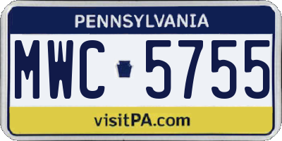 PA license plate MWC5755