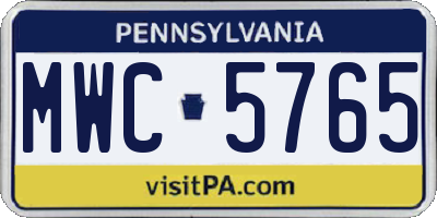 PA license plate MWC5765