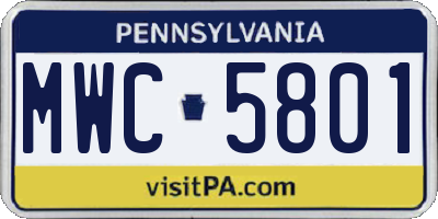 PA license plate MWC5801