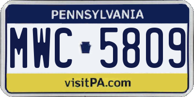 PA license plate MWC5809