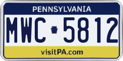 PA license plate MWC5812