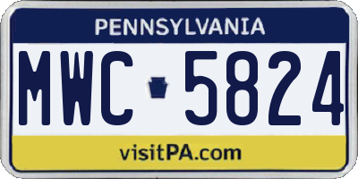 PA license plate MWC5824